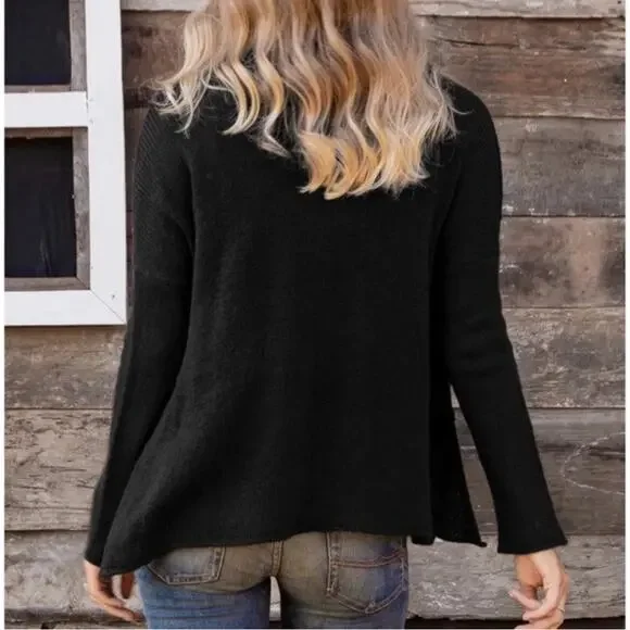 Wooden Ships Sweater Champagne Please Wool Mohair Black Boxy Size S/M New X21 - Picture 2 of 13